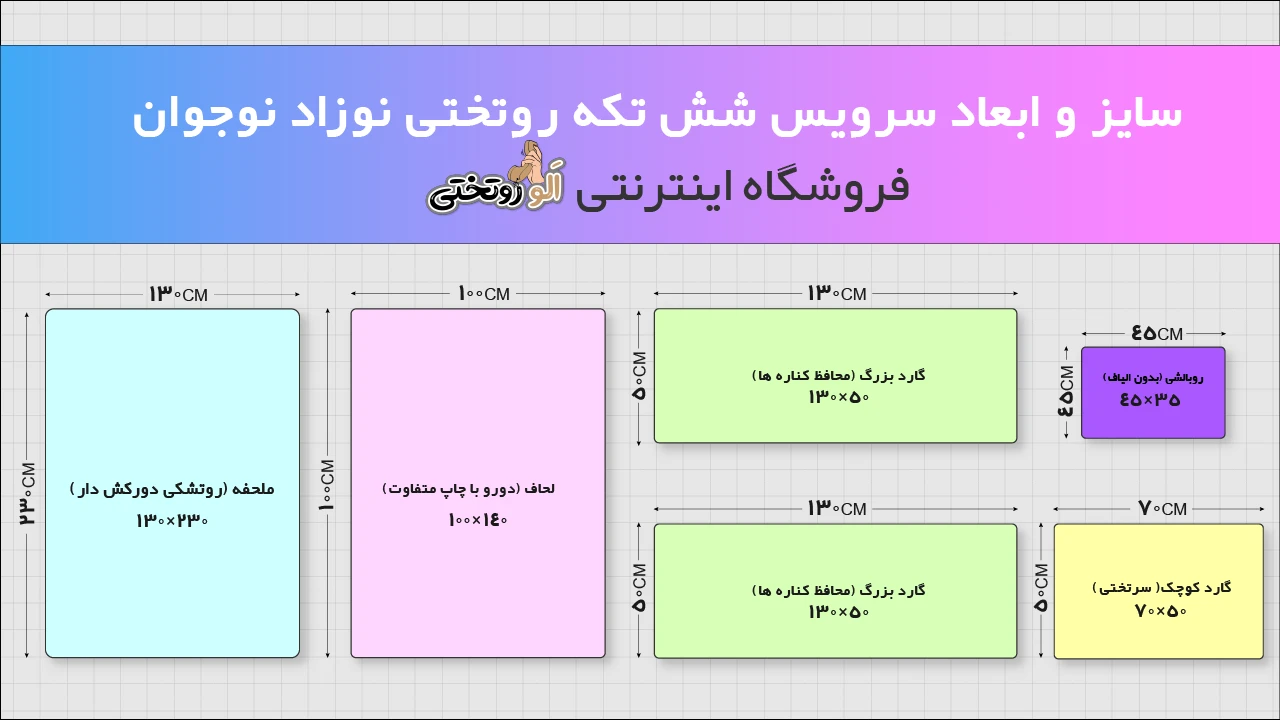 اجزاء تشکیل دهنده روتختی نوزاد نوجوان 6 تکه دخترانه و پسرانه